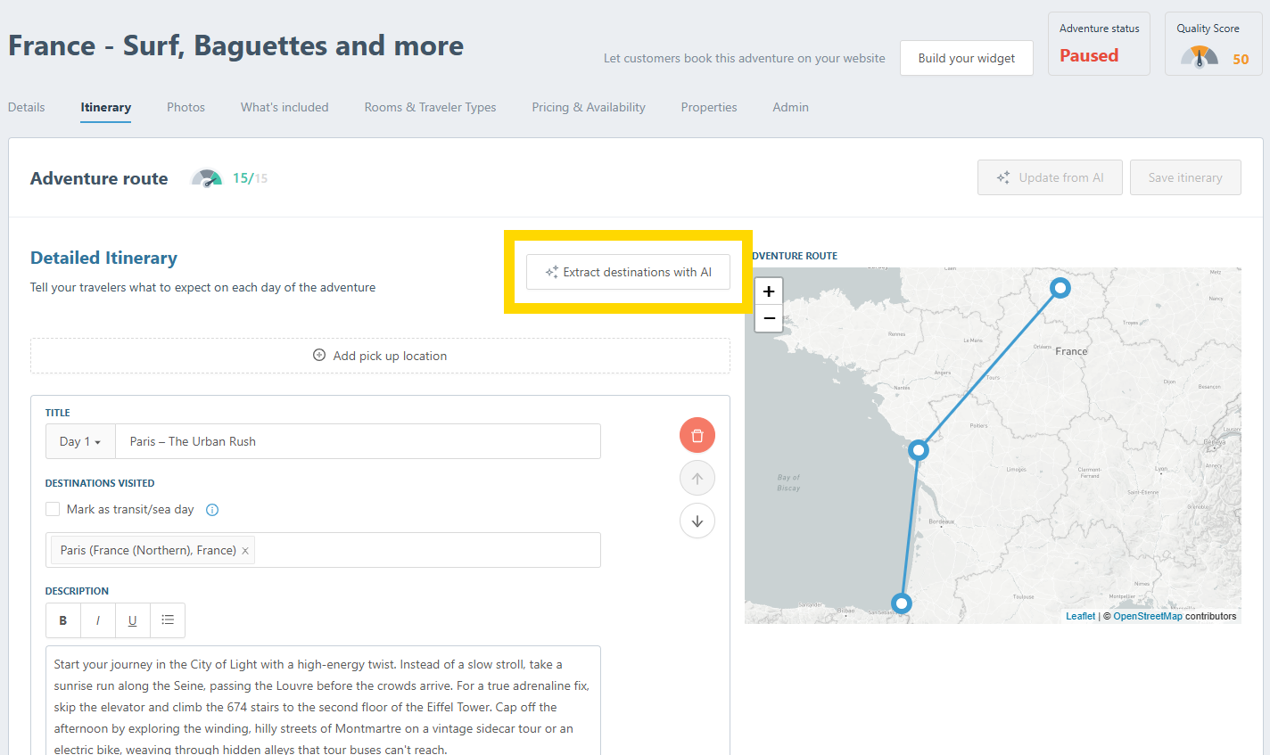 How to Edit the Tour Route Map?